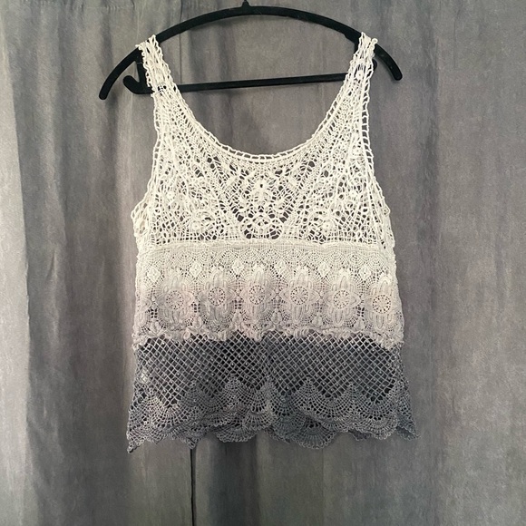 American Eagle Cotton Lace Ombré Tank Top | Large | GUC - Picture 3 of 5